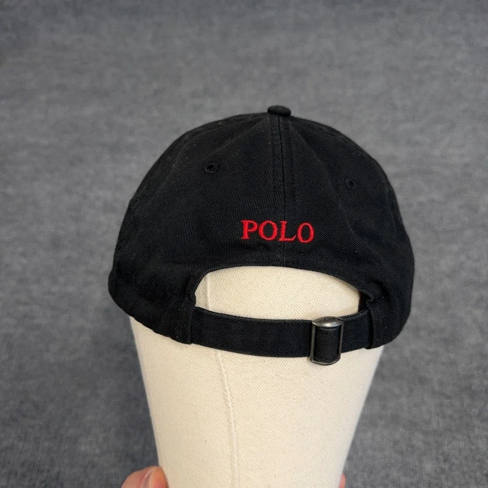 Polo Ralph Lauren Dad Hat Cap Strap Back Strapback Black Red Pony Logo Bred